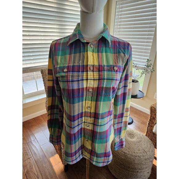 Polo Ralph Lauren Custom Fit Plaid Women’s Size S Button Up Preppy Picnic - Picture 1 of 8